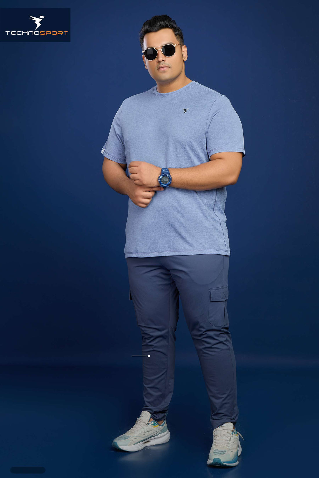Men Plus Size Solid Slim Fit Crew Neck T-shirt |SKY BLUE