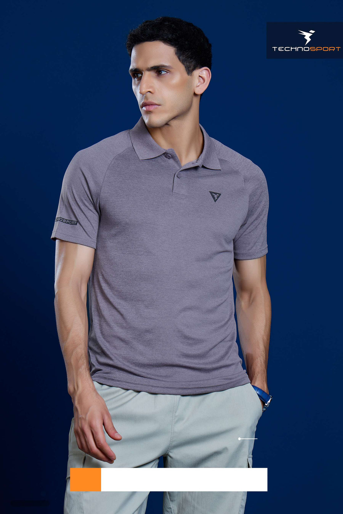 OR41 MEN POLO FIT MELANGE TSHIRT HALF SLEEVE  | GREY RIDGE