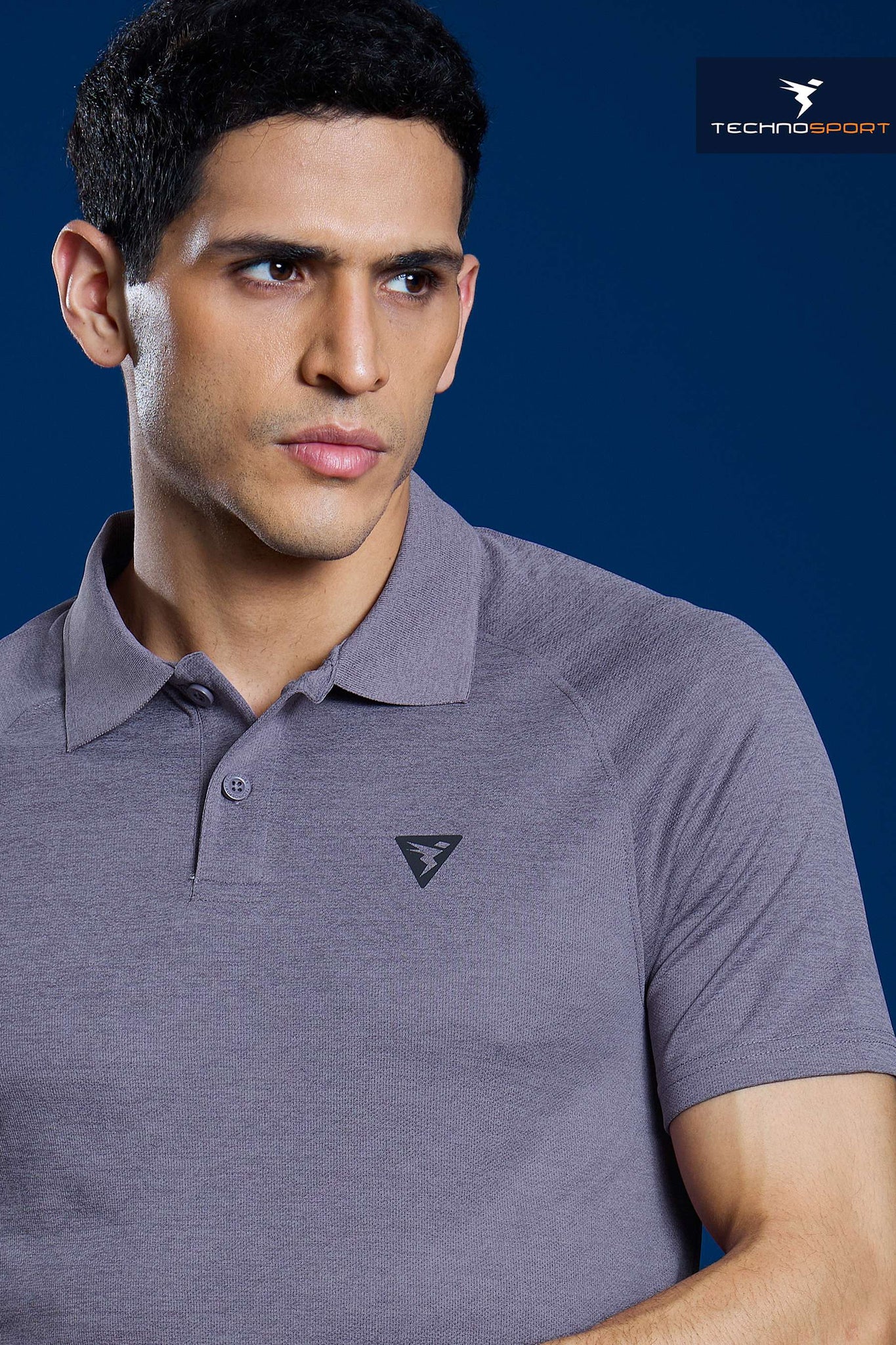 OR41 MEN POLO FIT MELANGE TSHIRT HALF SLEEVE  | GREY RIDGE