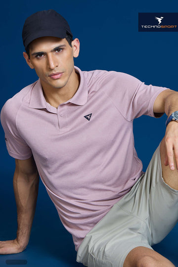 OR41 MEN POLO FIT MELANGE TSHIRT HALF SLEEVE  | DUSTY PINK