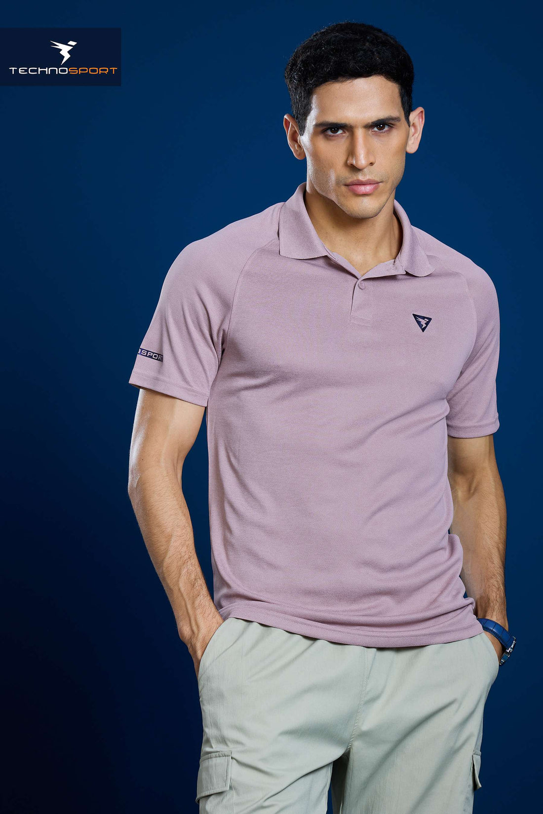 OR41 MEN POLO FIT MELANGE TSHIRT HALF SLEEVE  | DUSTY PINK