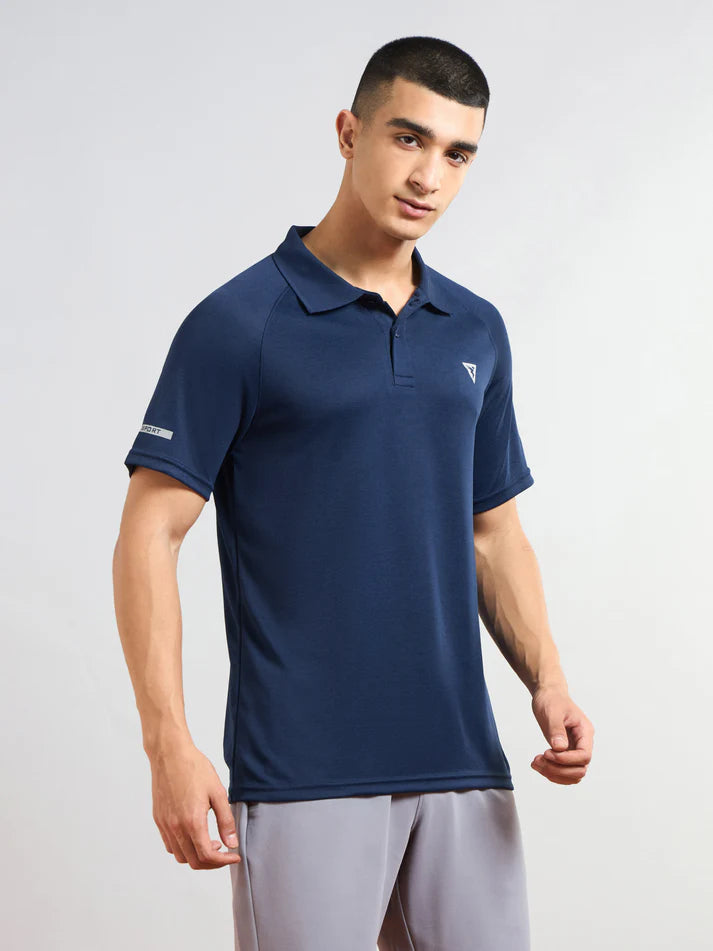 OR41 MEN POLO FIT MELANGE TSHIRT HALF SLEEVE  | NAVY