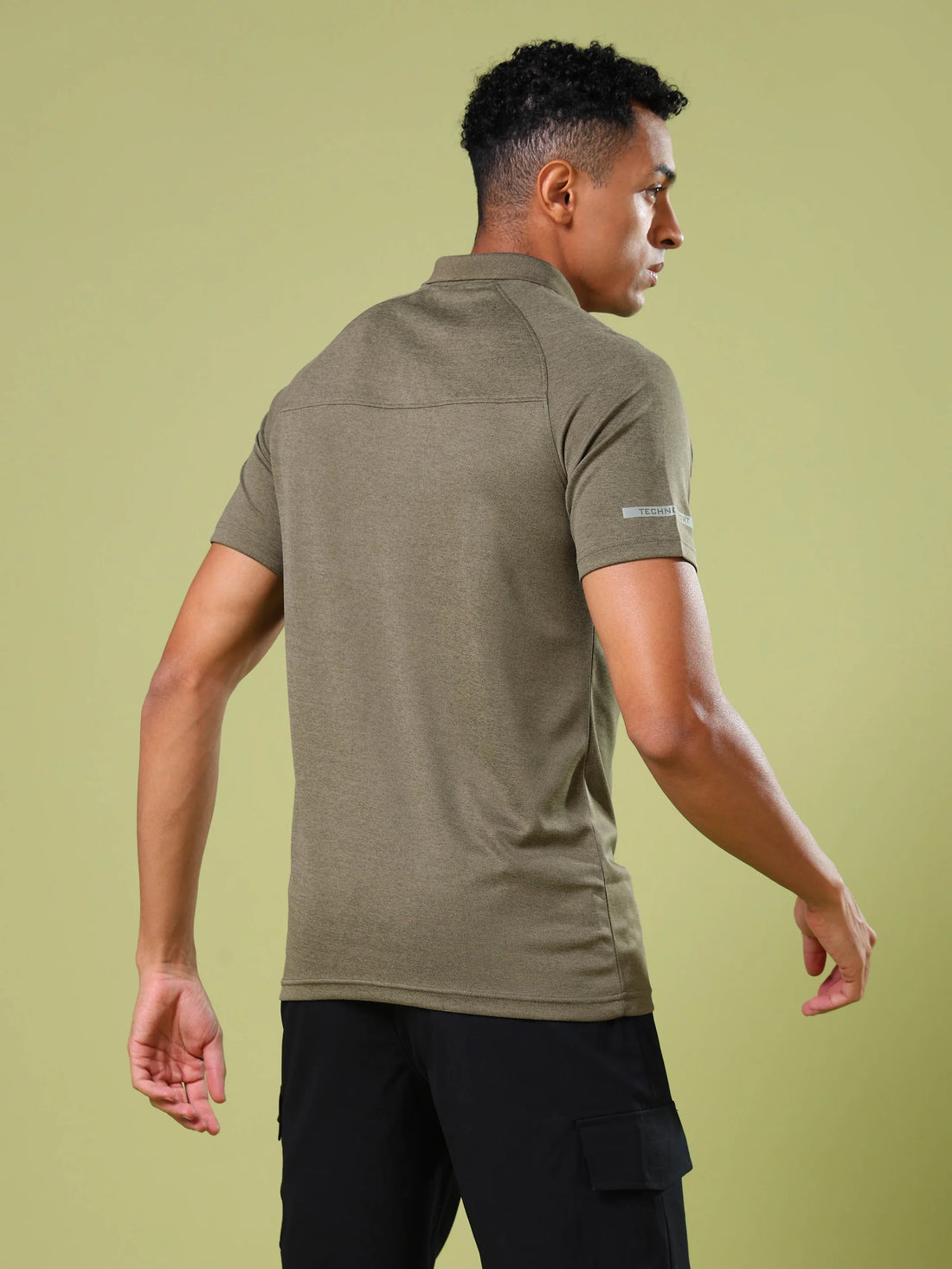 OR41 MEN POLO FIT MELANGE TSHIRT HALF SLEEVE  | LIGHT CARBON MELANGE