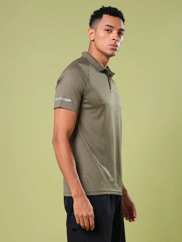 OR41 MEN POLO FIT MELANGE TSHIRT HALF SLEEVE  | LIGHT CARBON MELANGE