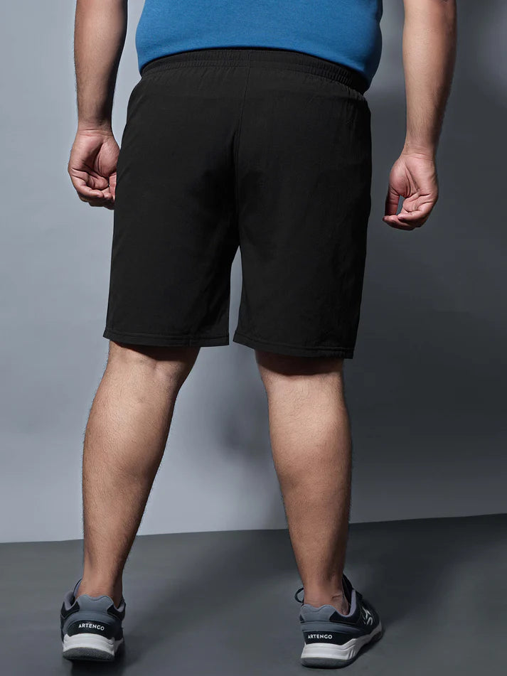 OR46_B12 Solid Woven 2- Stretch Shorts PLUS SIZE | Mens | BLACK
