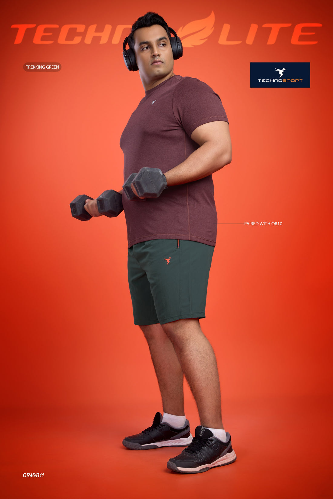 OR46 Solid Woven 2- Stretch Shorts PLUS SIZE | Mens | TREKKING GREEN