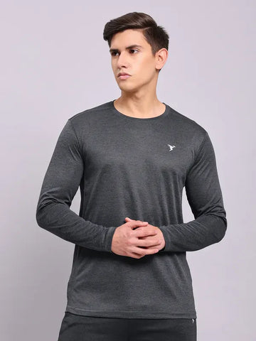 OR47 Men Melange Slim Fit Crew Neck T-shirt with DOUBLE COOL | IRON GREY