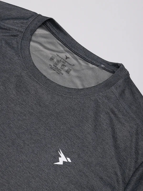OR47 Men Melange Slim Fit Crew Neck T-shirt with DOUBLE COOL | IRON GREY