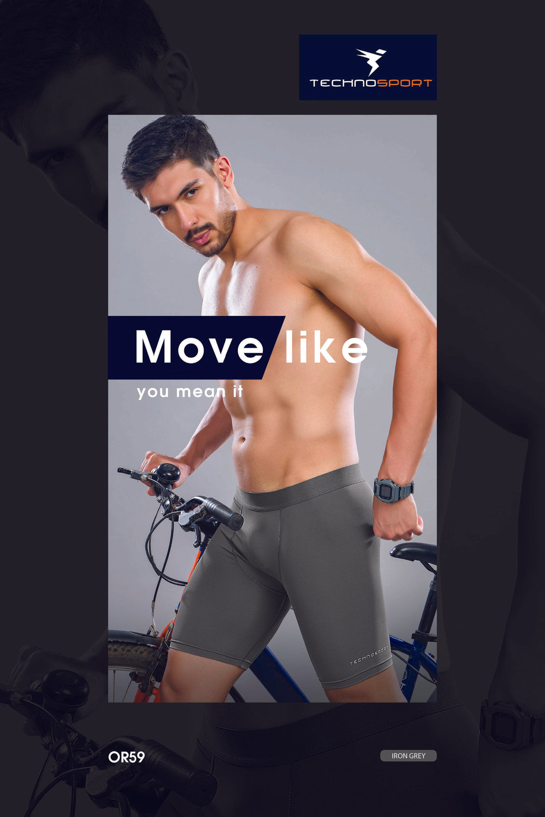 OR59 Men Solid Slim Fit Compression Tights with ELASTO LITE| IRON GREY