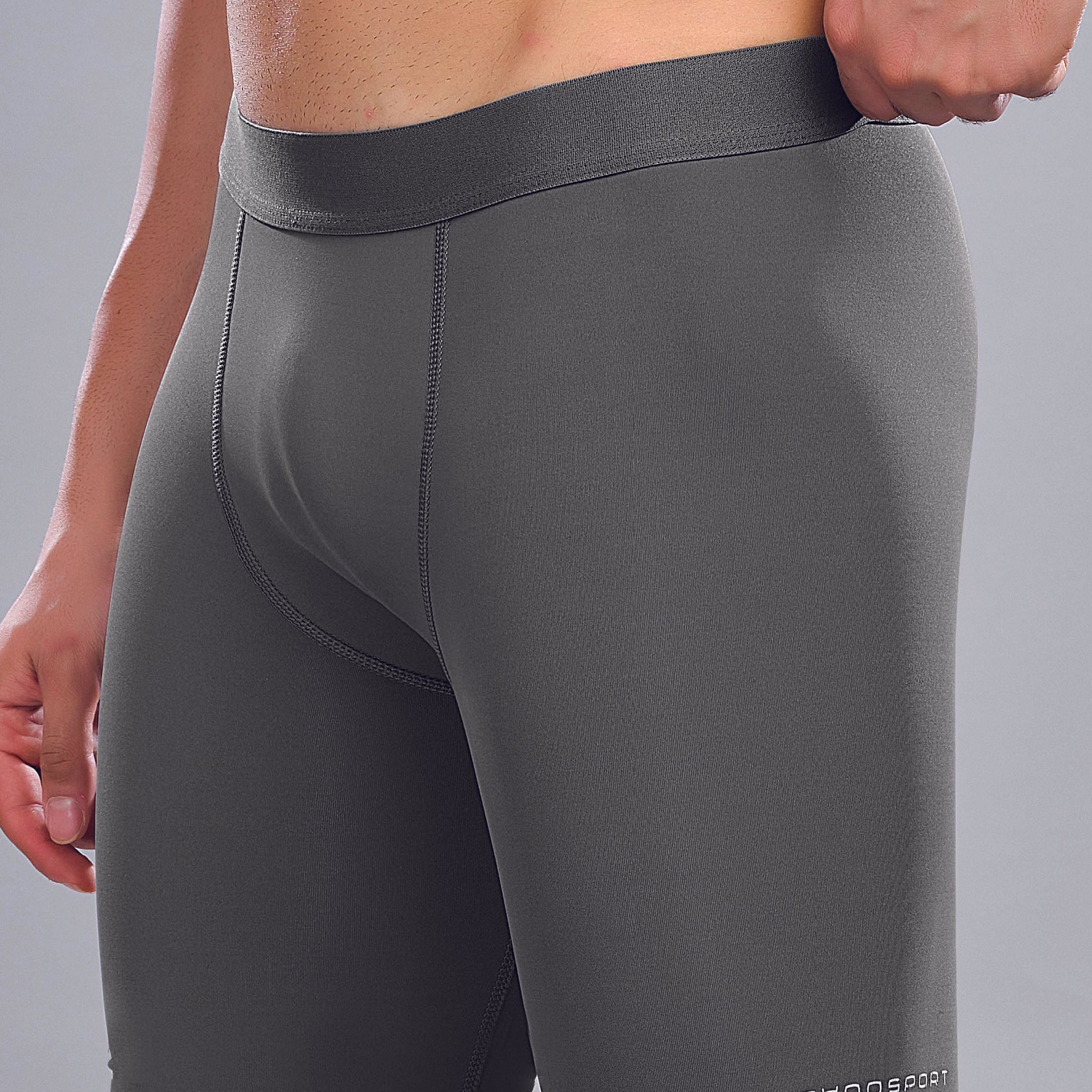 OR59 Men Solid Slim Fit Compression Tights with ELASTO LITE| IRON GREY