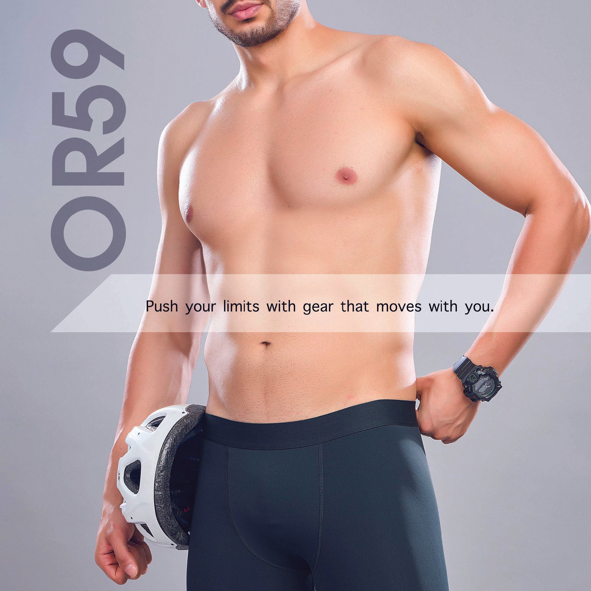 OR59 Men Solid Slim Fit Compression Tights with ELASTO LITE| DARK CARBON
