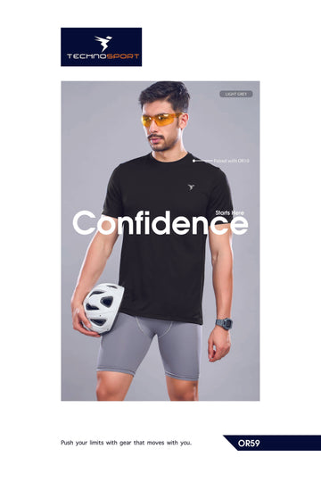 OR59 Men Solid Slim Fit Compression Tights with ELASTO LITE| LIGHT GREY