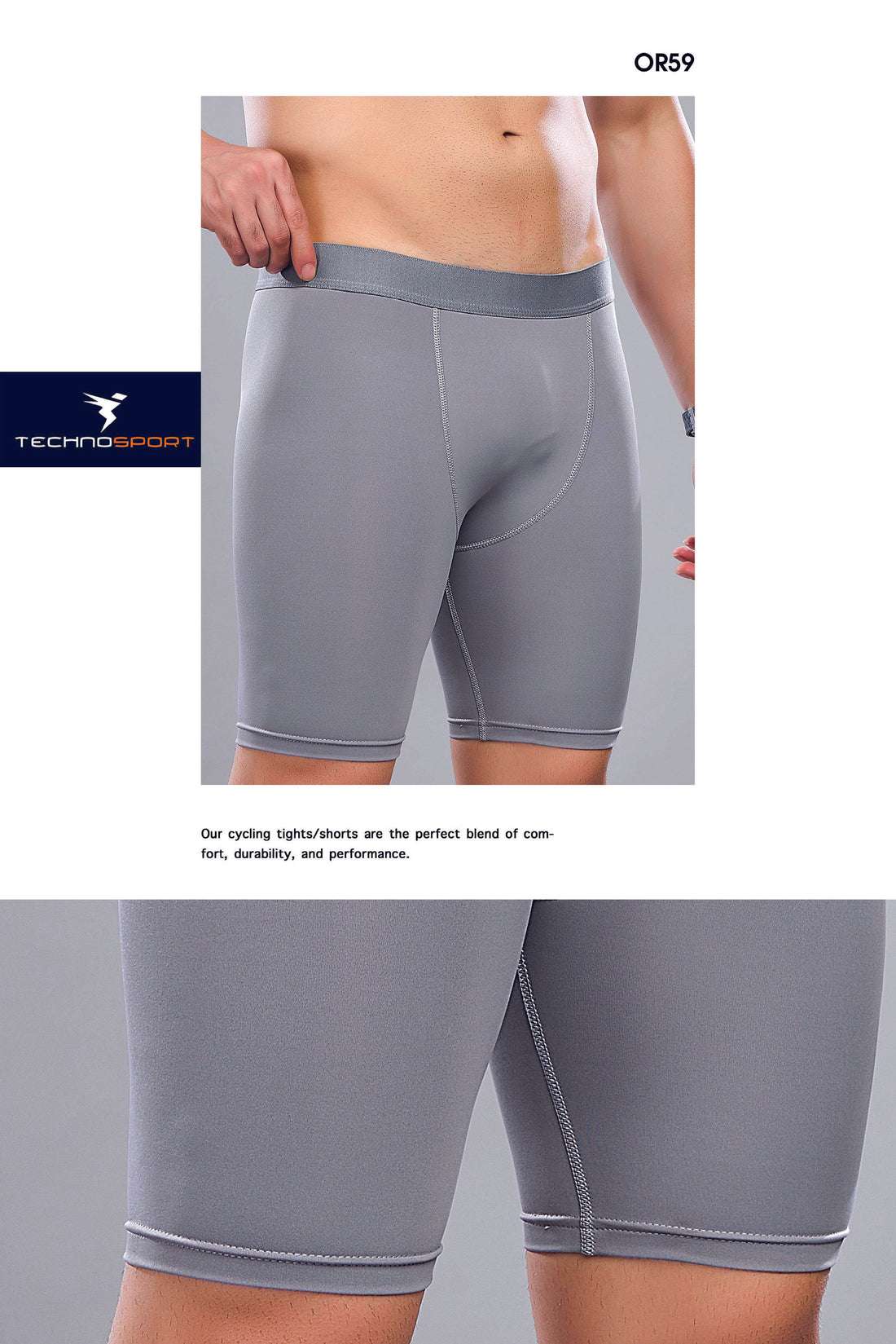 OR59 Men Solid Slim Fit Compression Tights with ELASTO LITE| LIGHT GREY