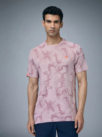 OR60 Men Jacquard Slim Fit Crew Neck T-shirt  | DUSKY PINK