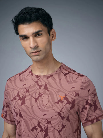 OR60 Men Jacquard Slim Fit Crew Neck T-shirt  | MARSALA