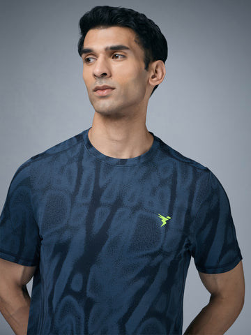 OR60 Men Jacquard Slim Fit Crew Neck T-shirt  | NAVY