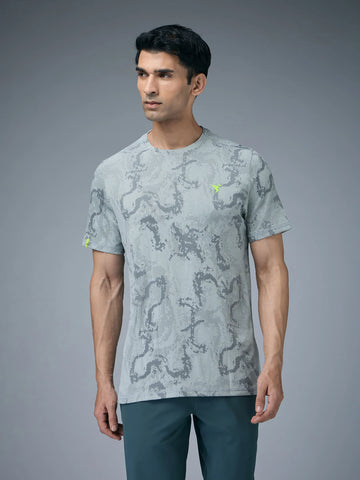 OR60 Men Jacquard Slim Fit Crew Neck T-shirt  | ULIMATE GREY