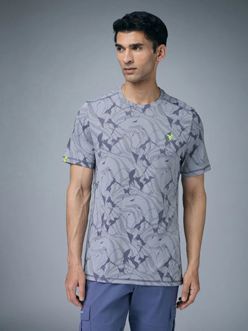 OR60 Men Jacquard Slim Fit Crew Neck T-shirt  | VINTAGE INDIGO