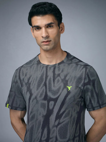 OR60 Men Jacquard Slim Fit Crew Neck T-shirt  | WOOLAND GREY