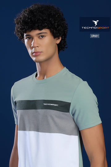 OR651 Mens Solid Cut & Sew Crew Neck Slim Fit Half Sleeve
