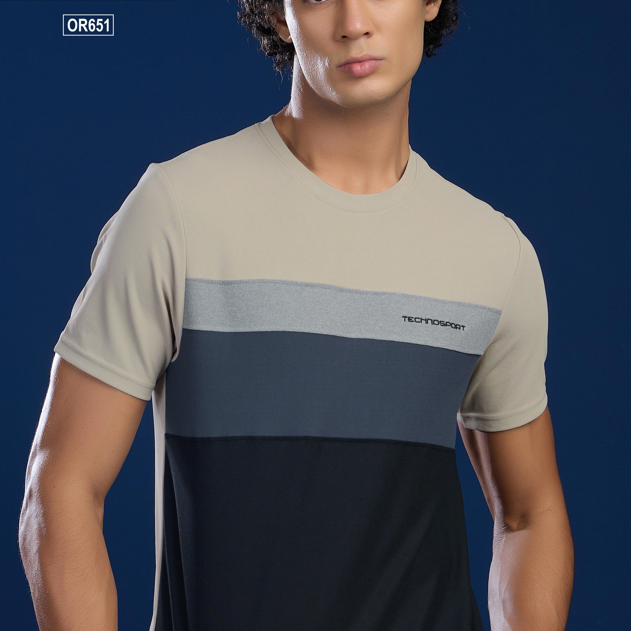 OR651 Mens Solid Cut & Sew Crew Neck Slim Fit Half Sleeve