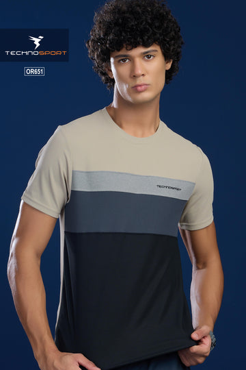 OR651 Mens Solid Cut & Sew Crew Neck Slim Fit Half Sleeve