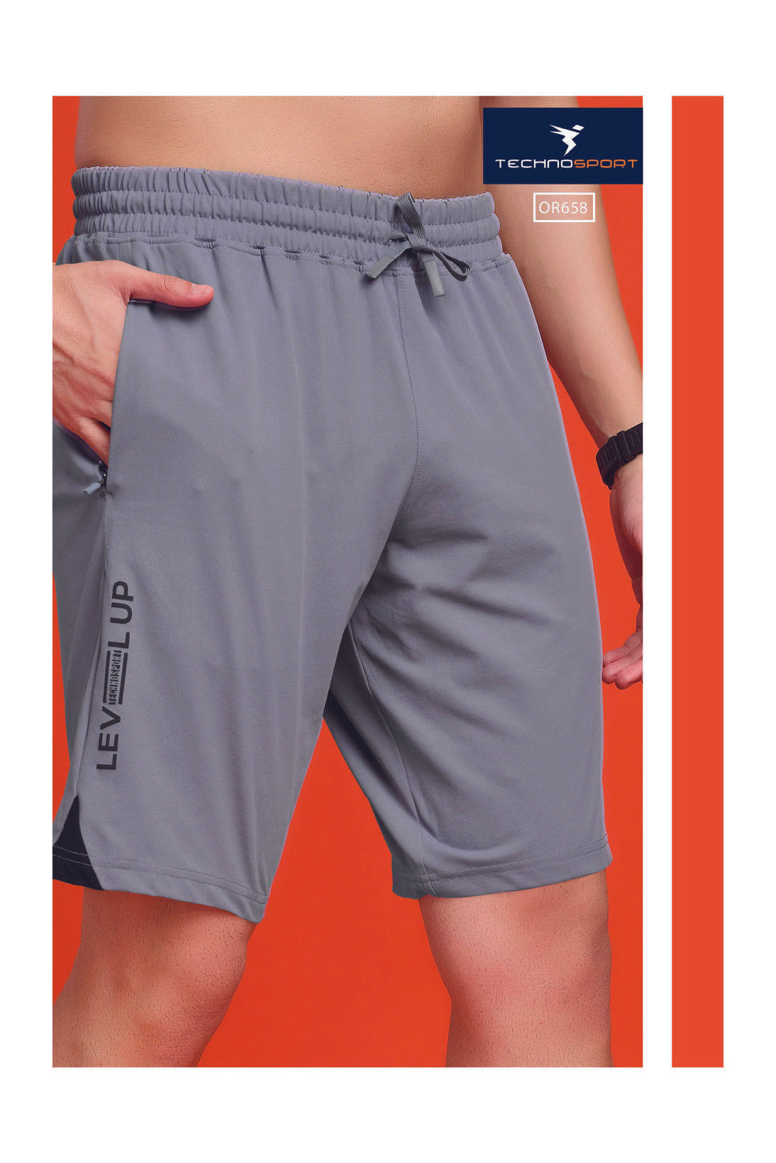 OR658 MEN SOLID 2WAY CUT & SEW RELAXFIT SHORTS | LIGHT GREY