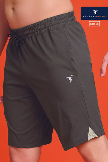 OR658 MEN SOLID 2WAY CUT & SEW RELAXFIT SHORTS | BLACK OLIVE