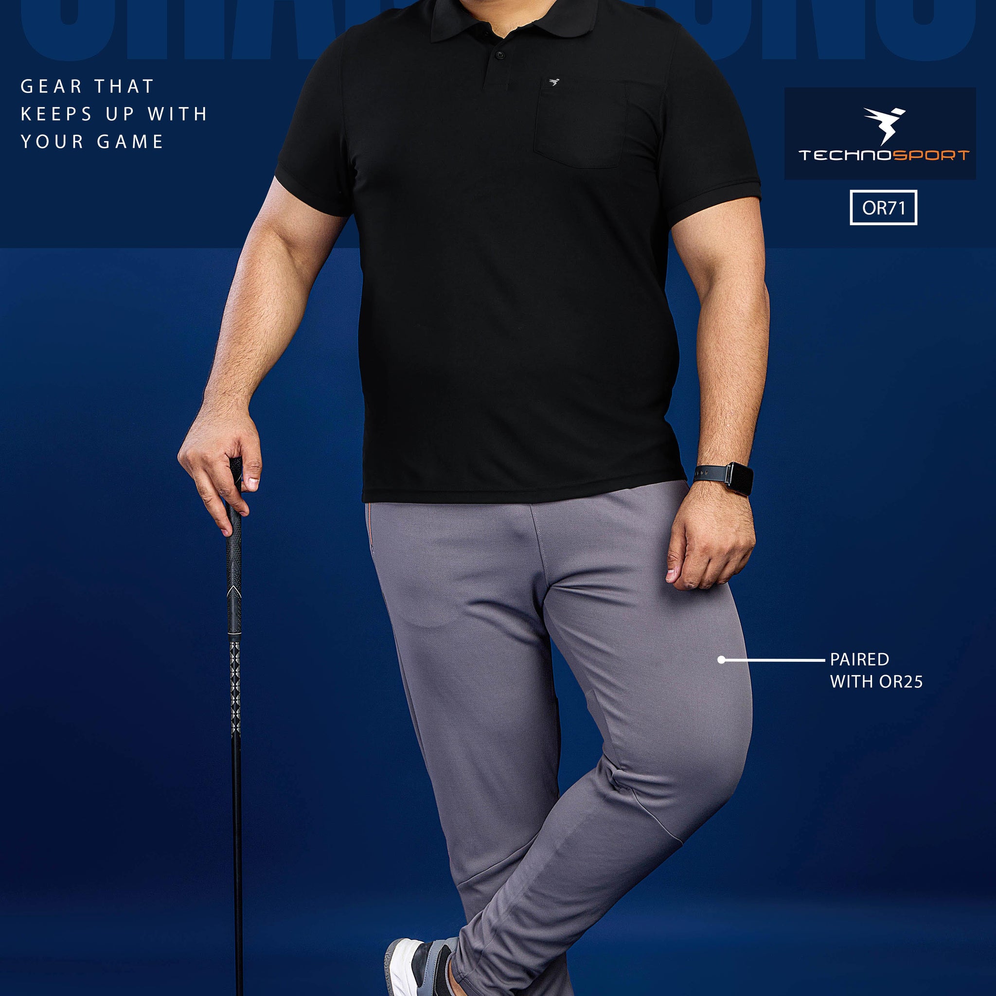 OR71 MENS POLO WITH POCKET PLUS SIZE | BLACK