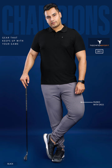 OR71 MENS POLO WITH POCKET PLUS SIZE | BLACK