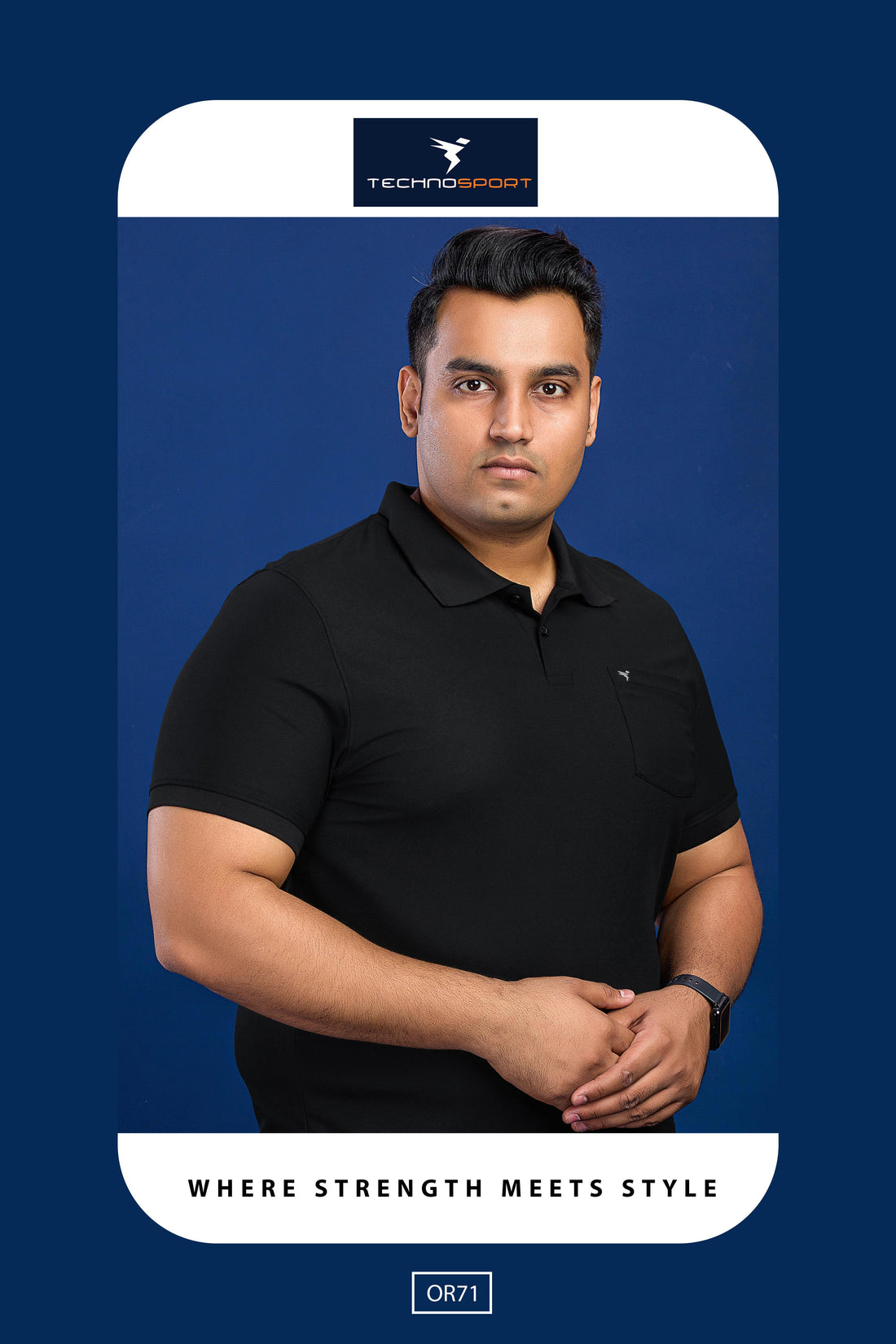 OR71 MENS POLO WITH POCKET PLUS SIZE | BLACK