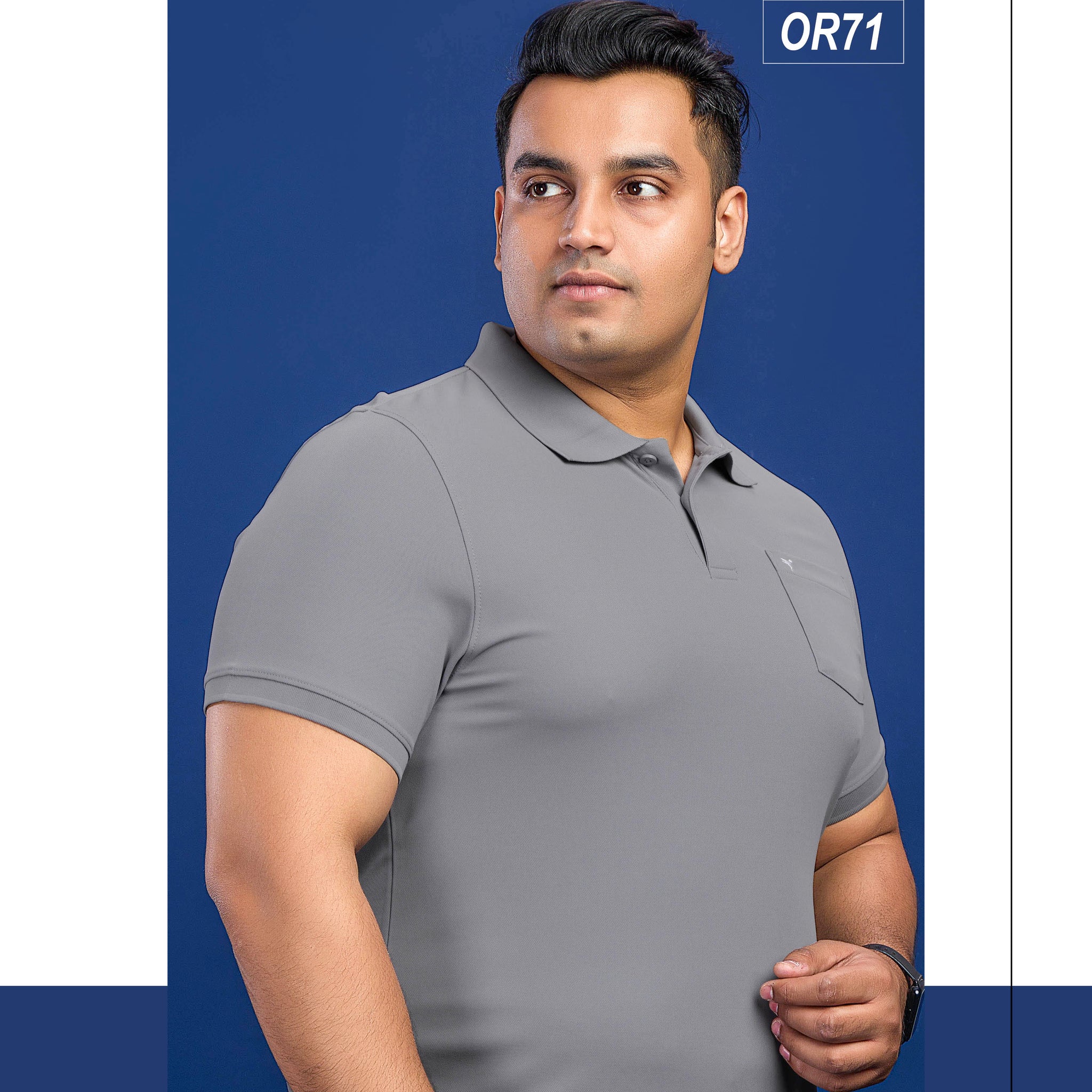OR71 MENS POLO WITH POCKET PLUS SIZE | LIGHT GREY