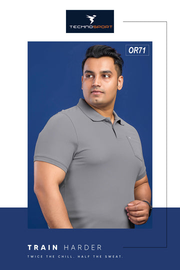 OR71 MENS POLO WITH POCKET PLUS SIZE | LIGHT GREY