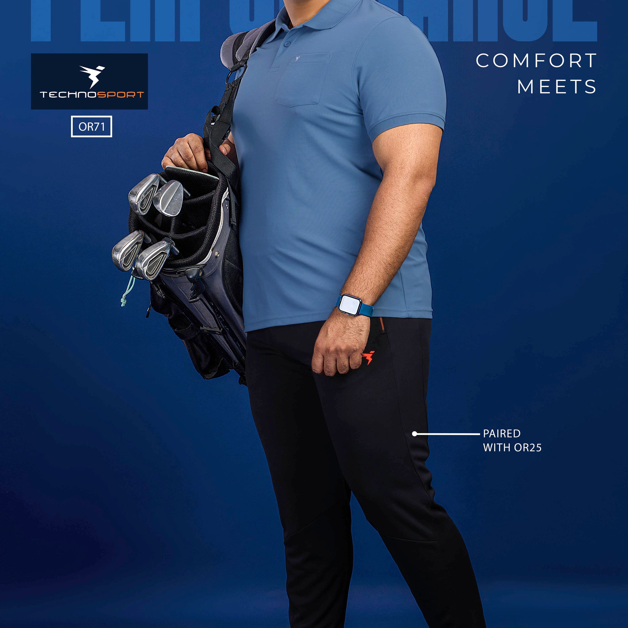 OR71 MENS POLO WITH POCKET PLUS SIZE | CAPRI BLUE