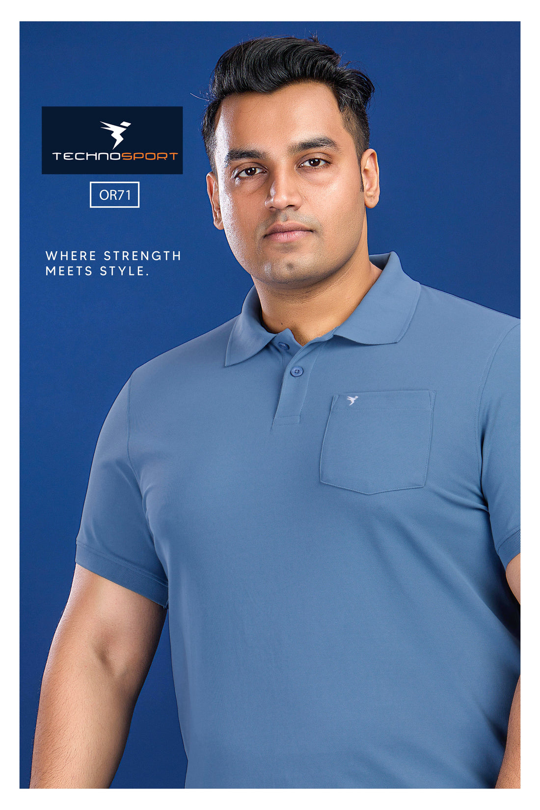 OR71 MENS POLO WITH POCKET PLUS SIZE | CAPRI BLUE