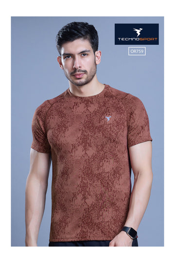 OR759 Men Printed crew neck tshirt | CHOCOLATE TRUFFLE