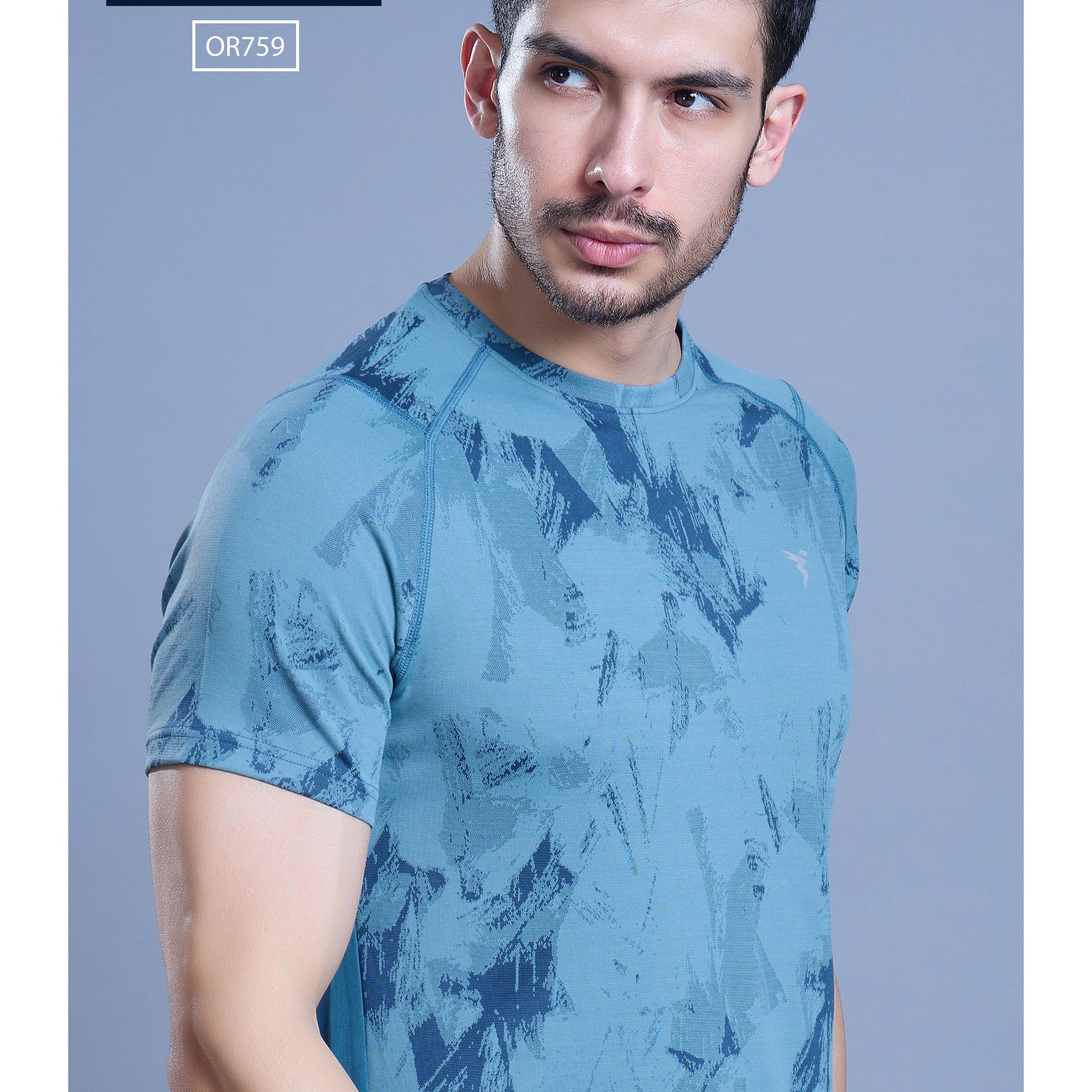 OR759 Men Printed crew neck tshirt |HORIZON BLUE