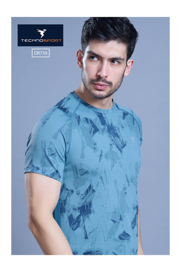 OR759 Men Printed crew neck tshirt |HORIZON BLUE