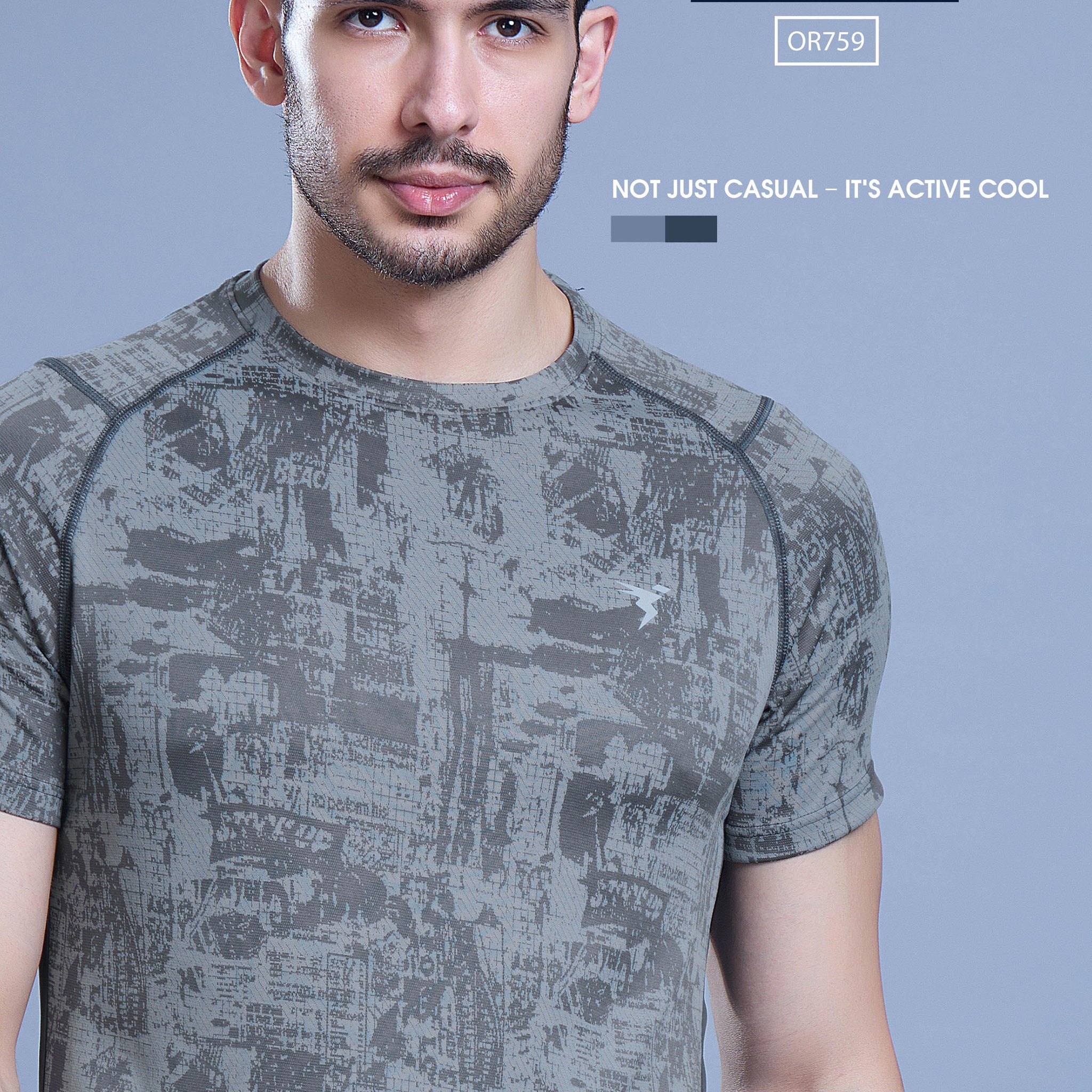 OR759 Men Printed crew neck tshirt | CARBON GREY