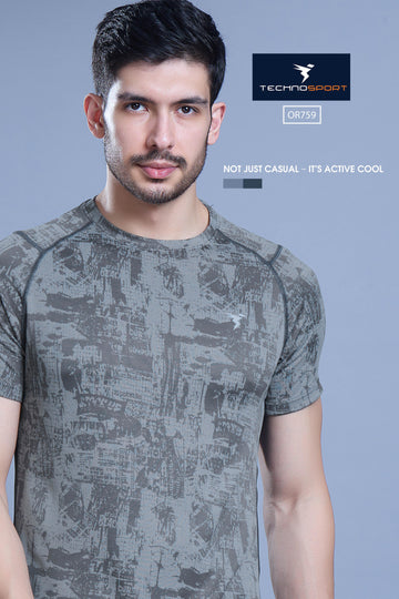 OR759 Men Printed crew neck tshirt | CARBON GREY