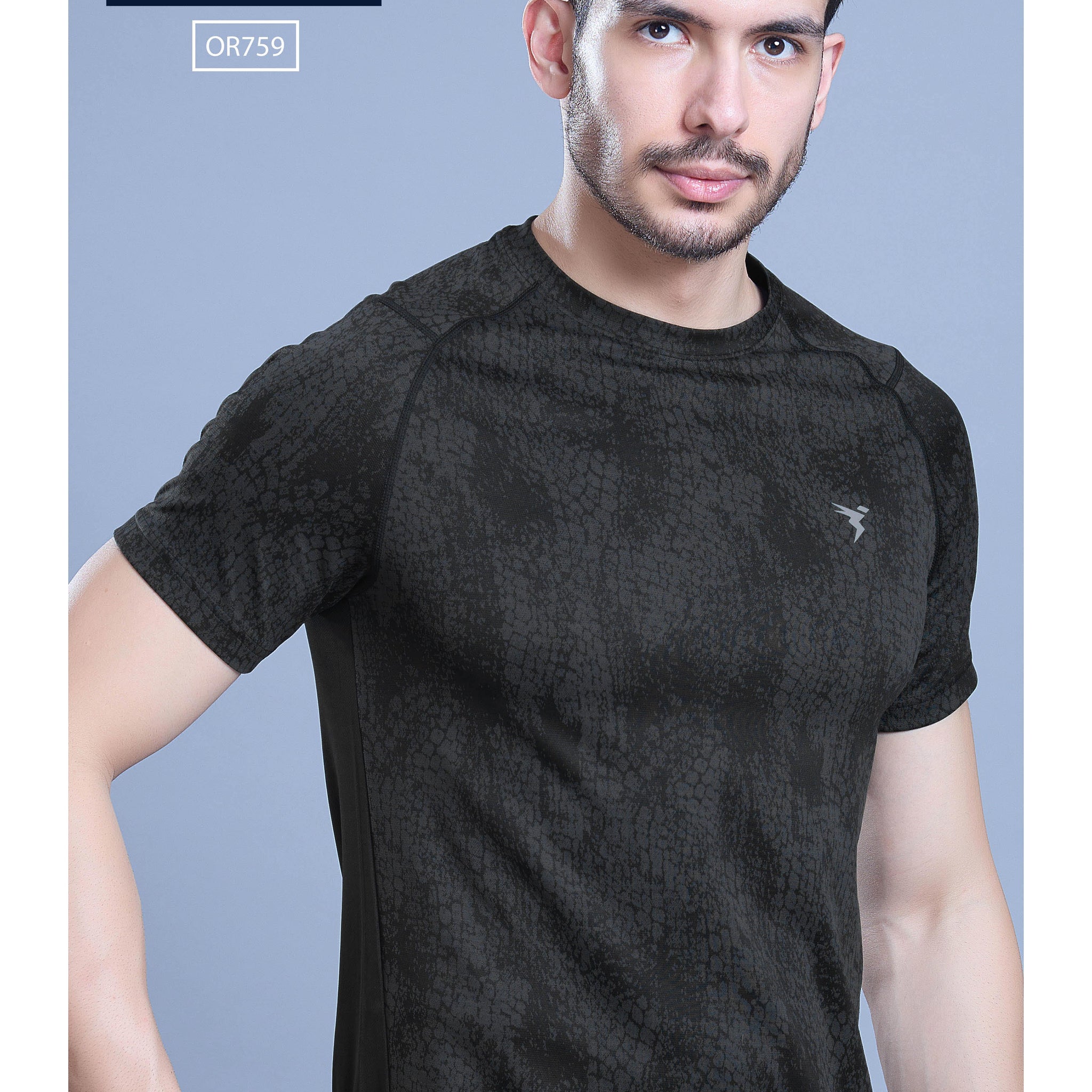 OR759 Men Printed crew neck tshirt | black