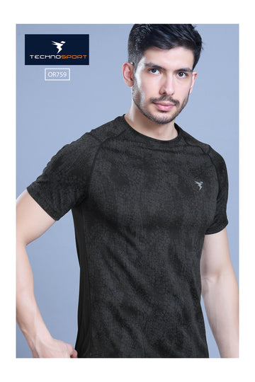OR759 Men Printed crew neck tshirt | black