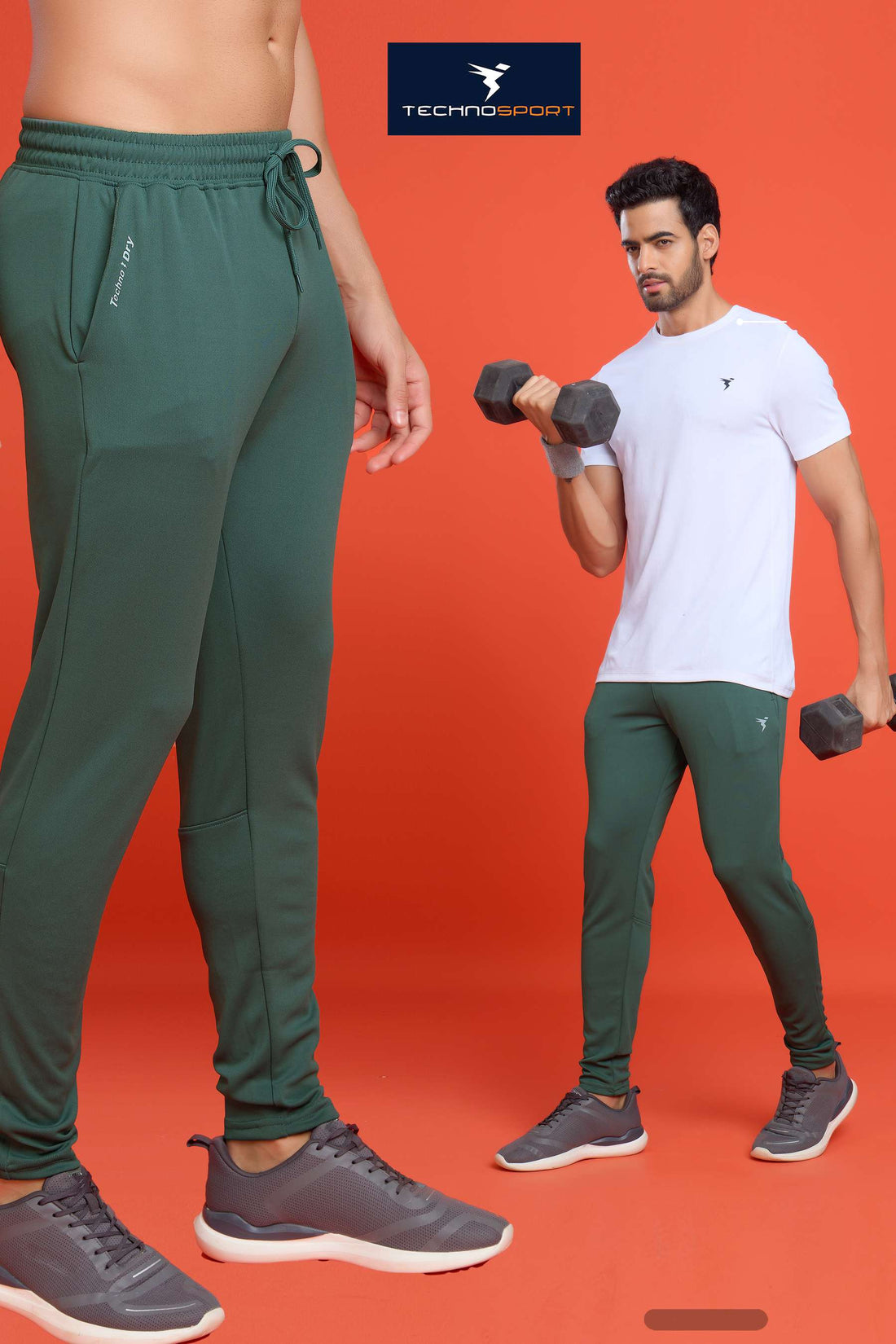 OR831 MEN SOLID 2-WAY STRETCH SLIMFIT TRACKPANT | TREKKING GREEN