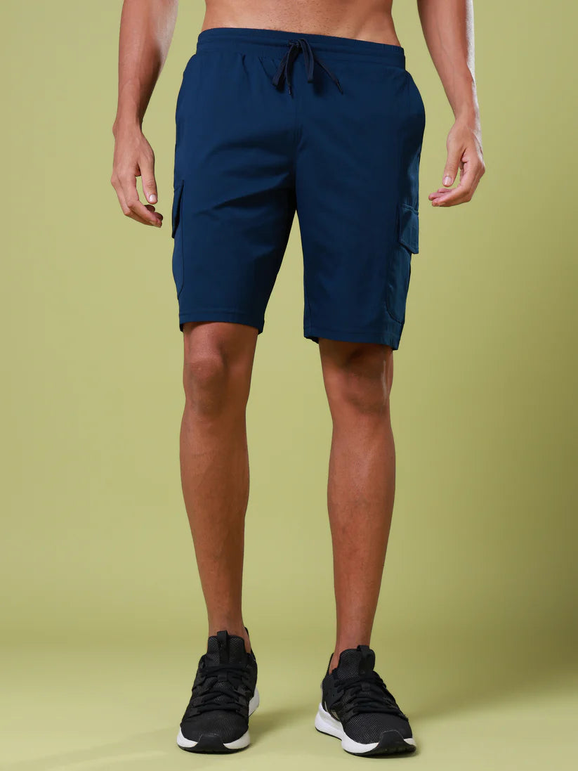 DOOM CARGO SHORTS | Men Solid Slim Fit Shorts | NAVY BLUE