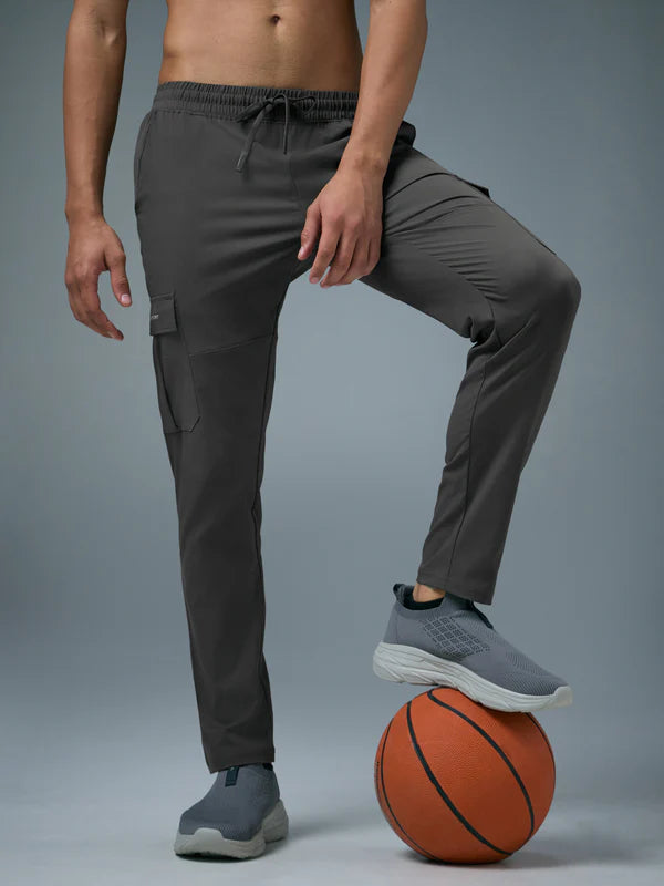 OR99 Men Solid Relax Fit Sports Cargo Trackpants | BLACK OLIVE