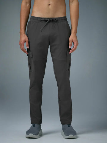 OR99 Men Solid Relax Fit Sports Cargo Trackpants | BLACK OLIVE