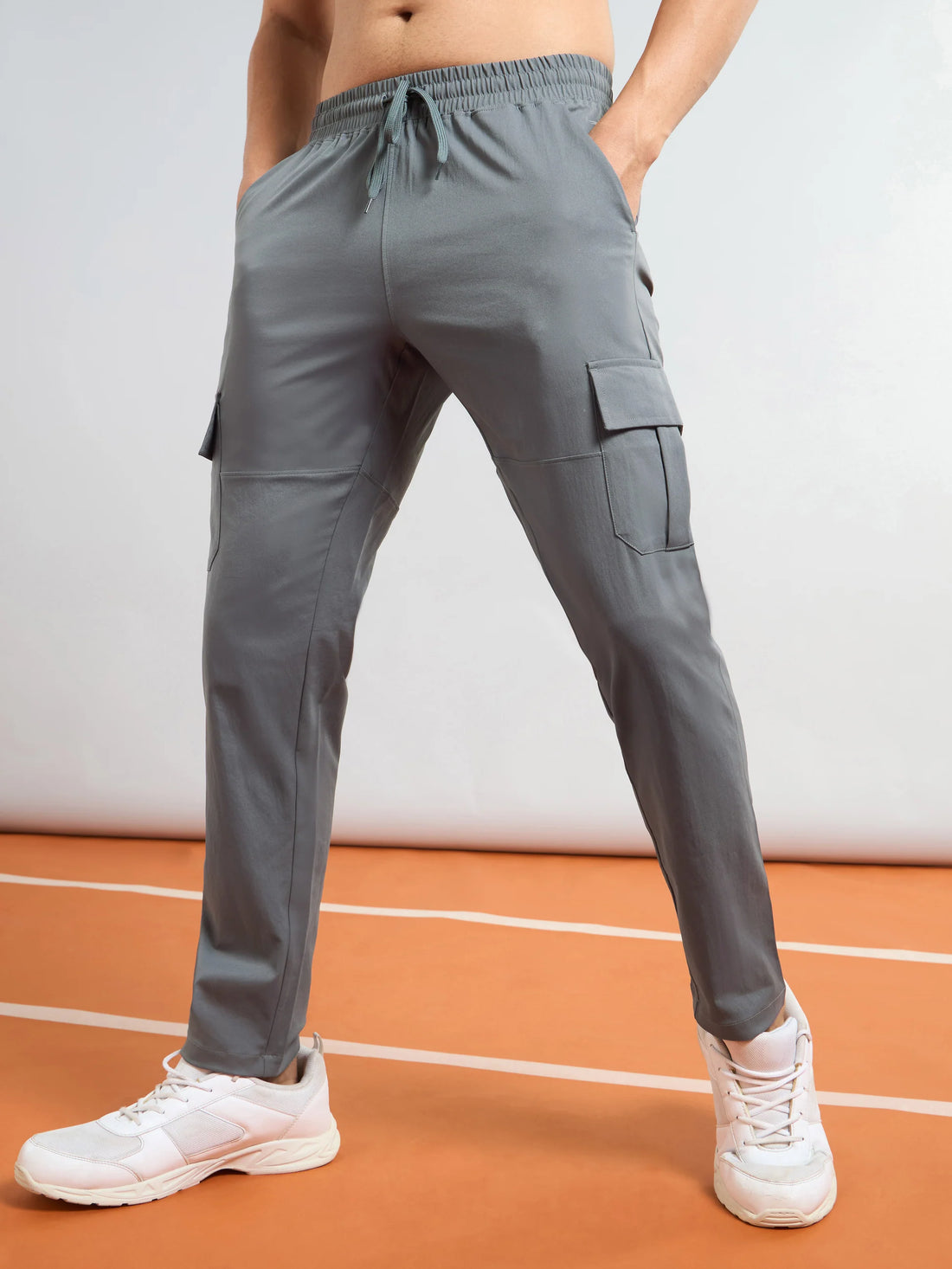 OR99 Men Solid Relax Fit Sports Cargo Trackpants | IRON GREY
