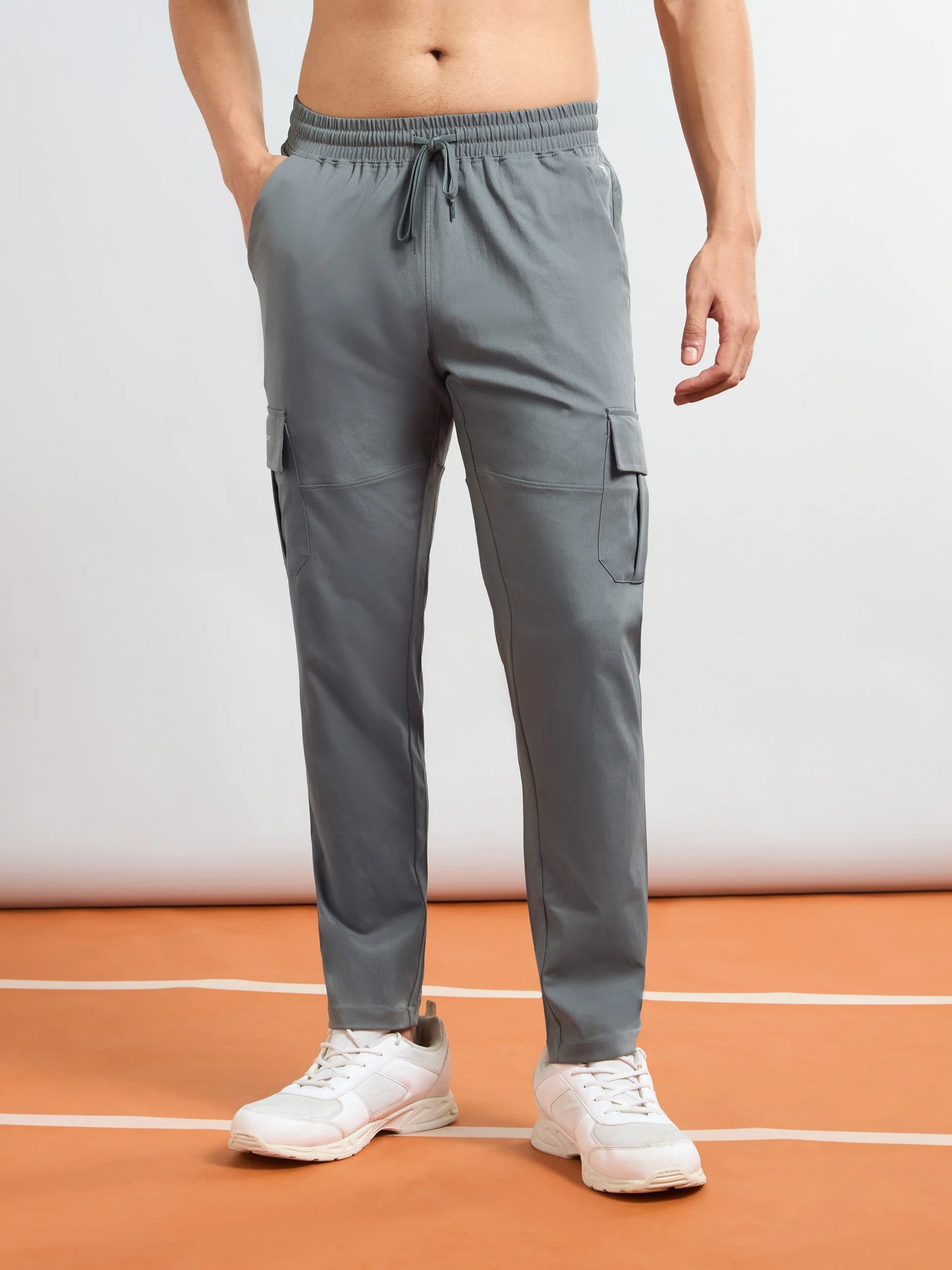 OR99 Men Solid Relax Fit Sports Cargo Trackpants | IRON GREY