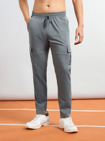 OR99 Men Solid Relax Fit Sports Cargo Trackpants | IRON GREY