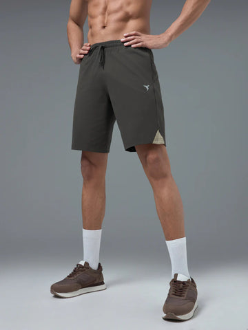 OR658 MEN SOLID 2WAY CUT & SEW RELAXFIT SHORTS | BLACK OLIVE